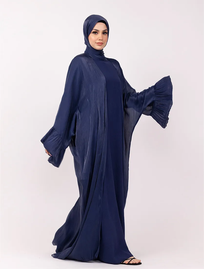 Navy Open Organza Kaftan Set